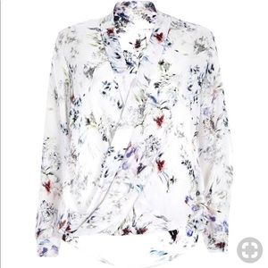 River Island white floral crossover blouse